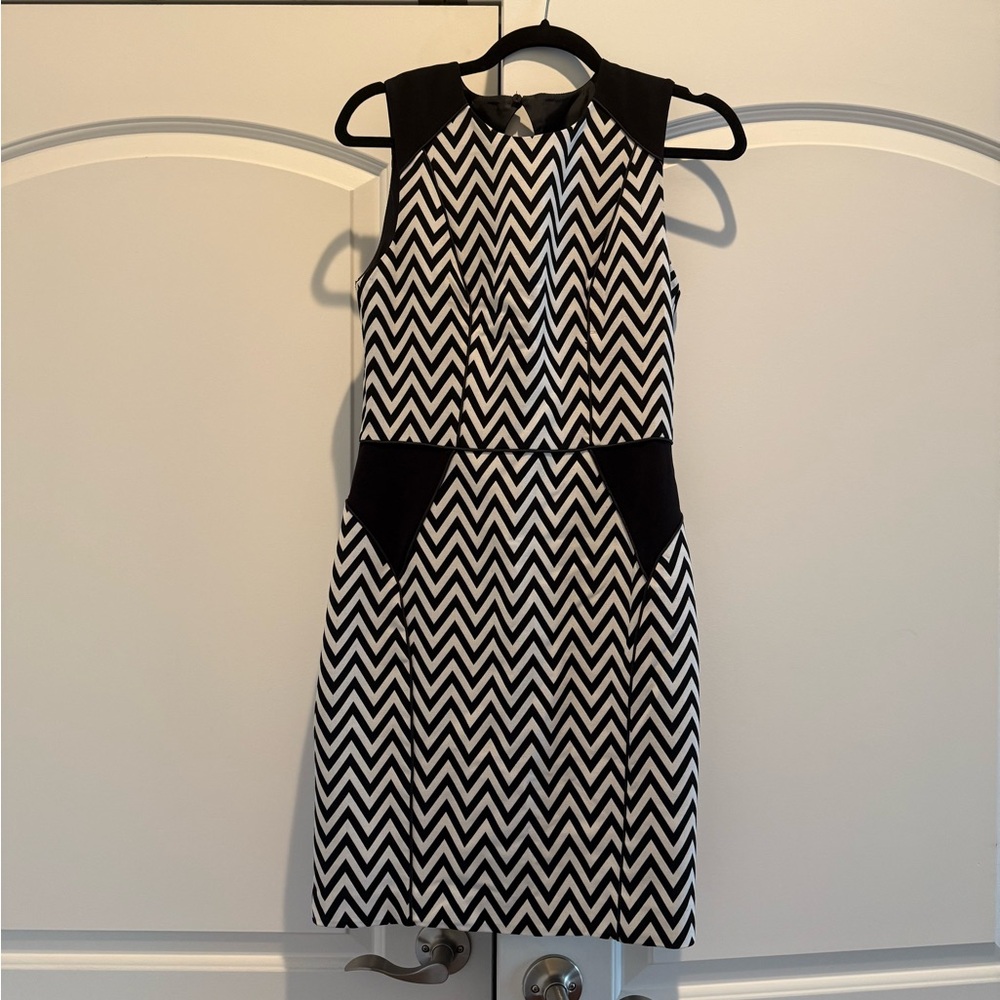Chevron Patterned Black and White Dress